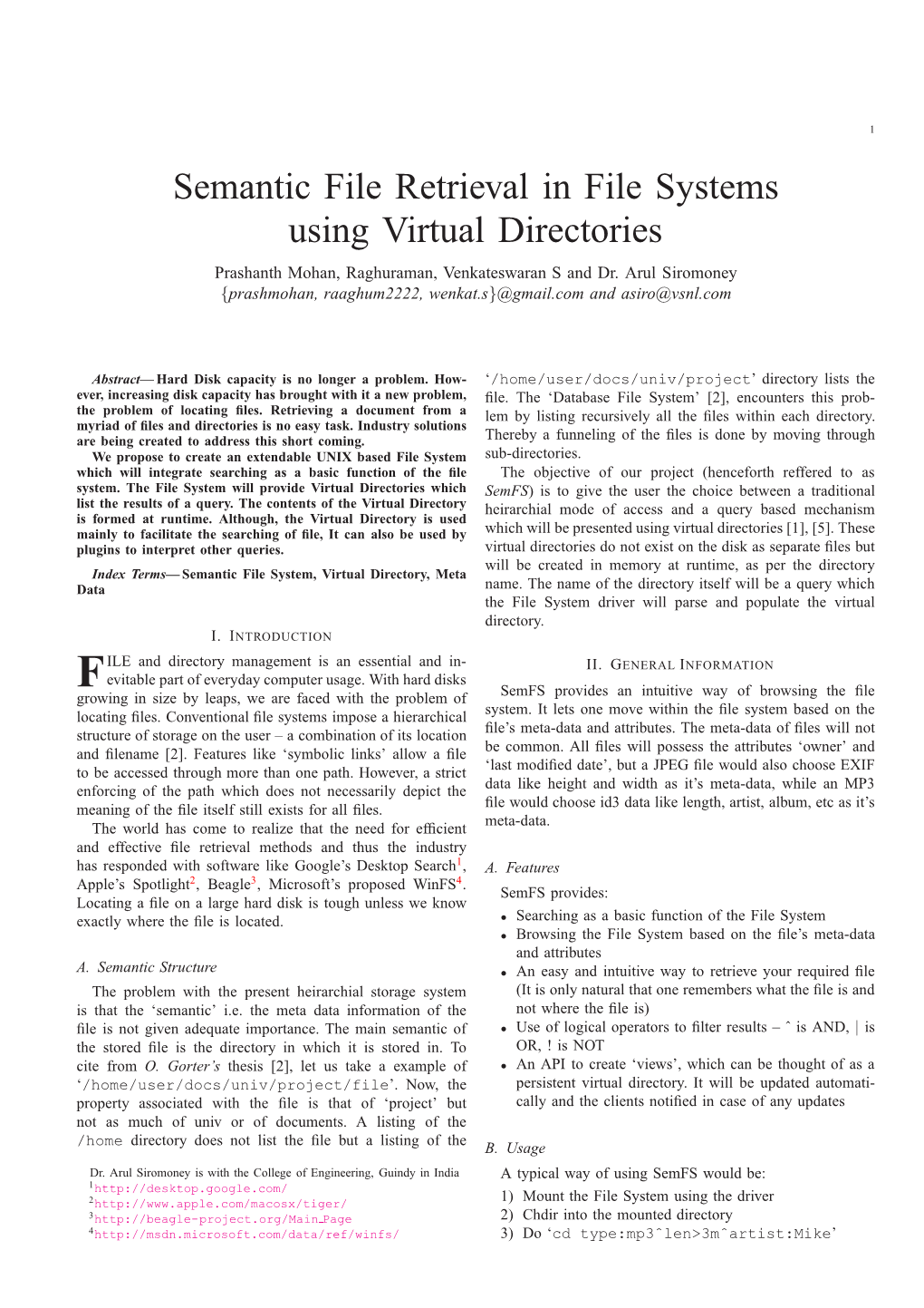 Using Virtual Directories Prashanth Mohan, Raghuraman, Venkateswaran S and Dr