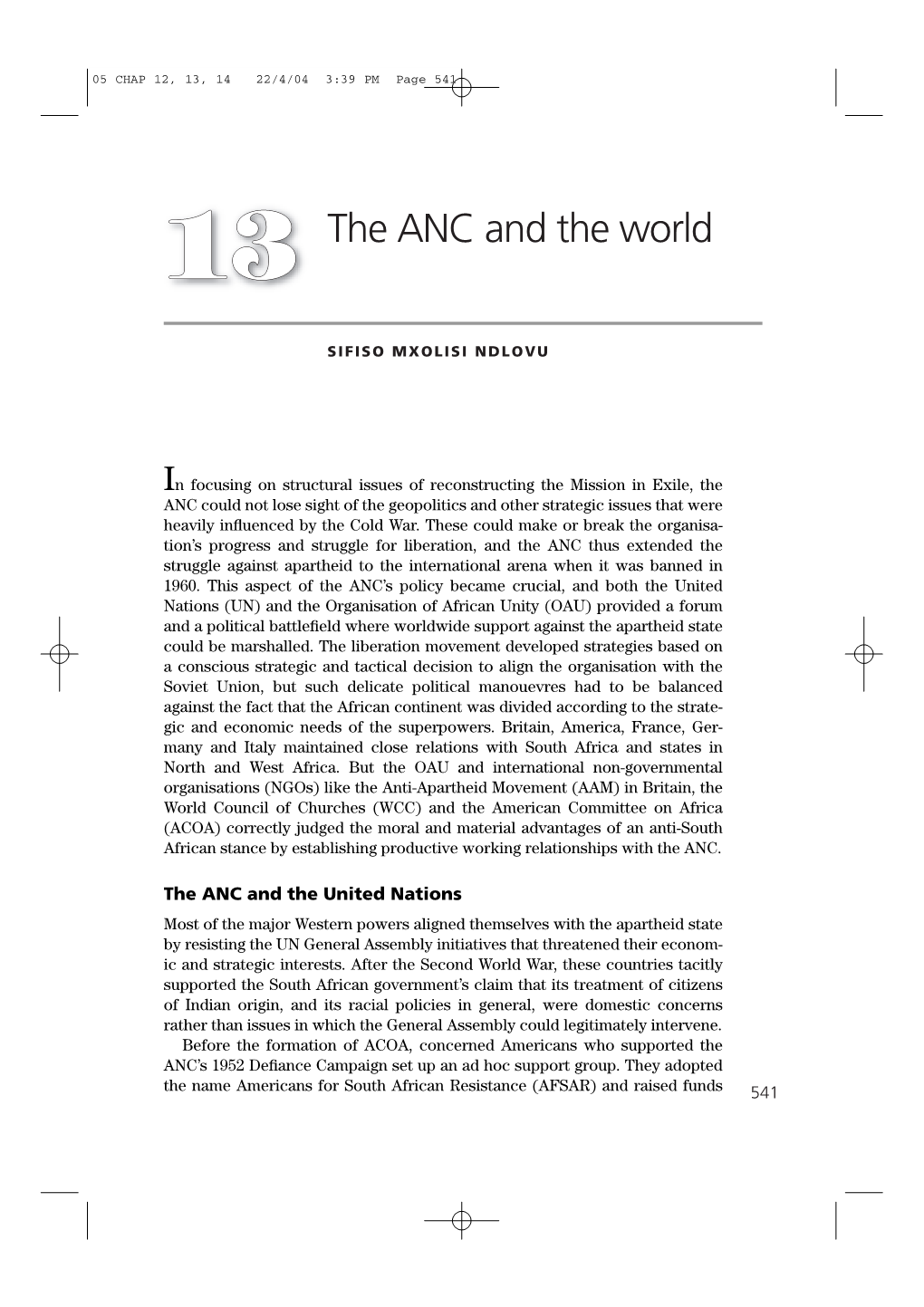 The Anc and the World, 1960-1970