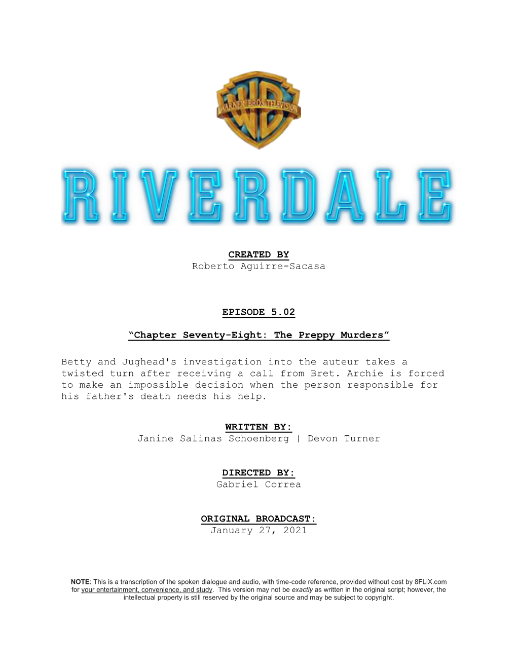 Riverdale | Dialogue Transcript | S5:E2