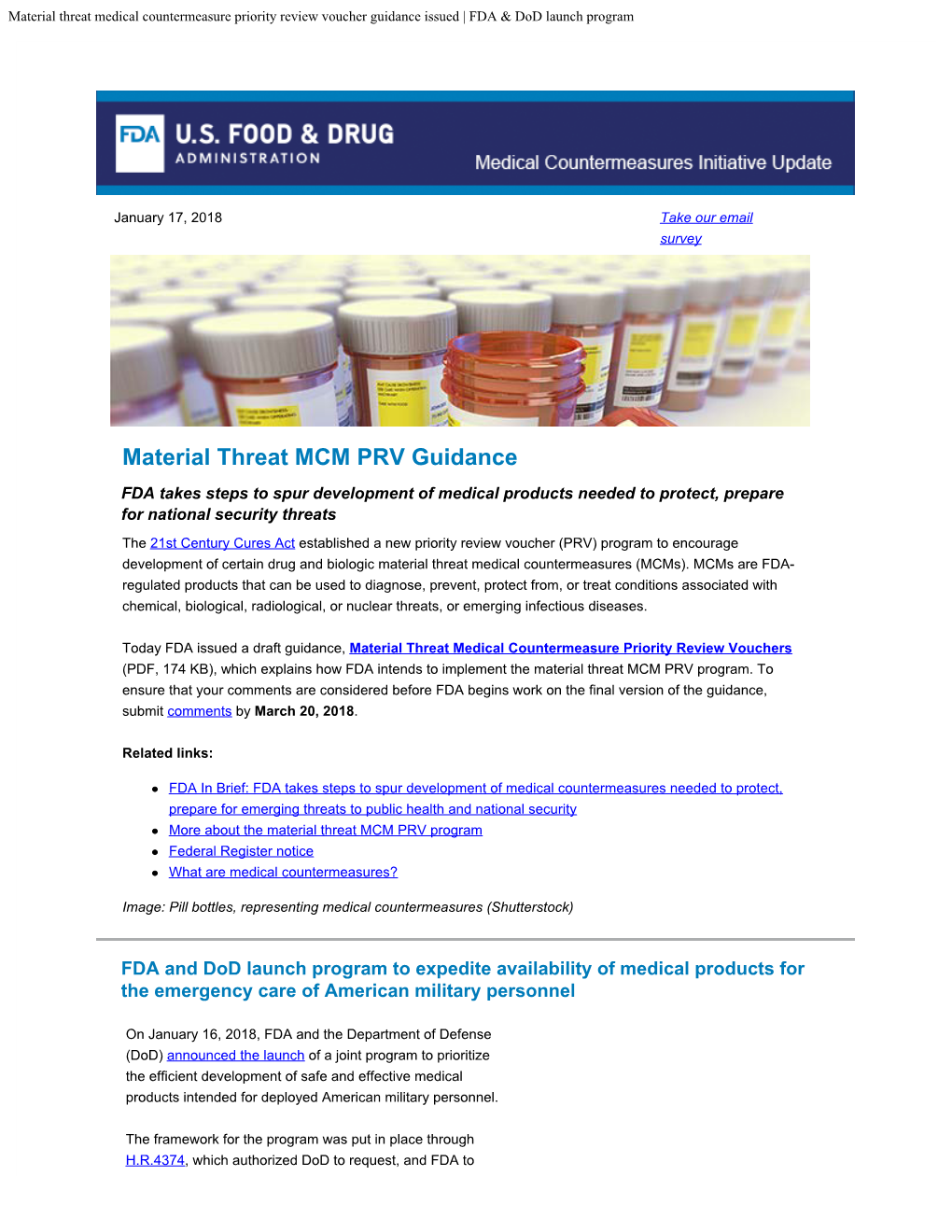 Material Threat MCM PRV Guidance