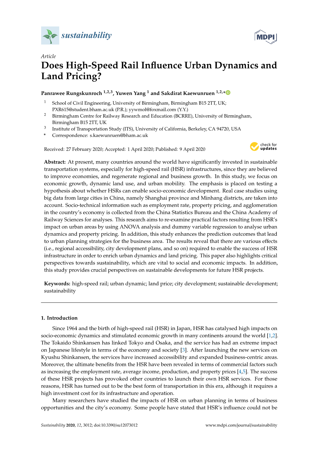 Does High-Speed Rail Influence Urban Dynamics and Land Pricing?