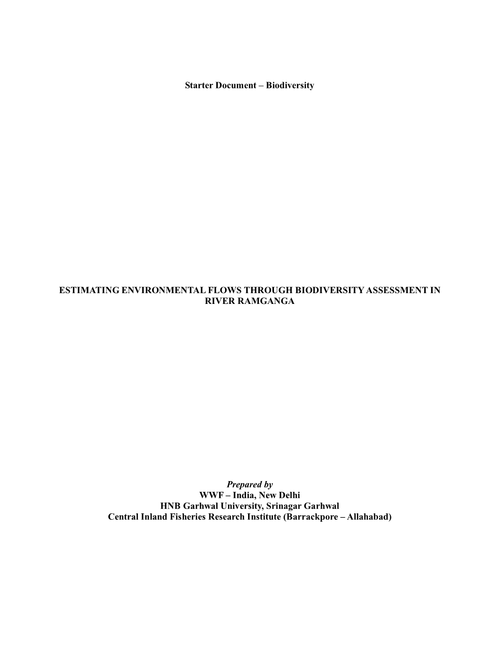 Biodiversity ESTIMATING ENVIRONMENTAL FLOWS