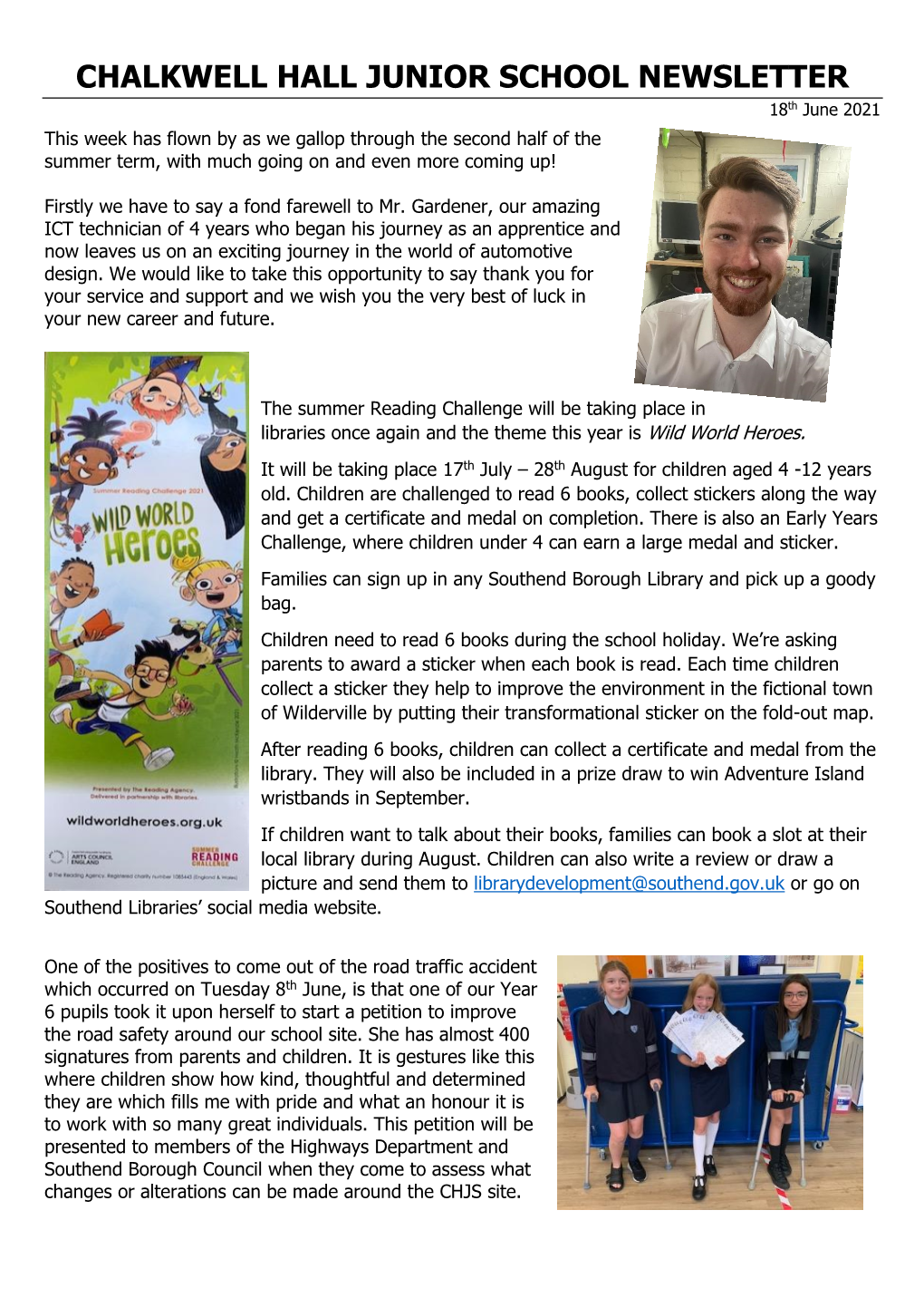 CHJS Newsletter 18 June 2021