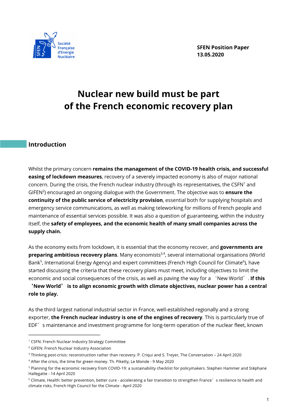 Nuclear New Build Must Be Part of the French Economic Recovery Plan