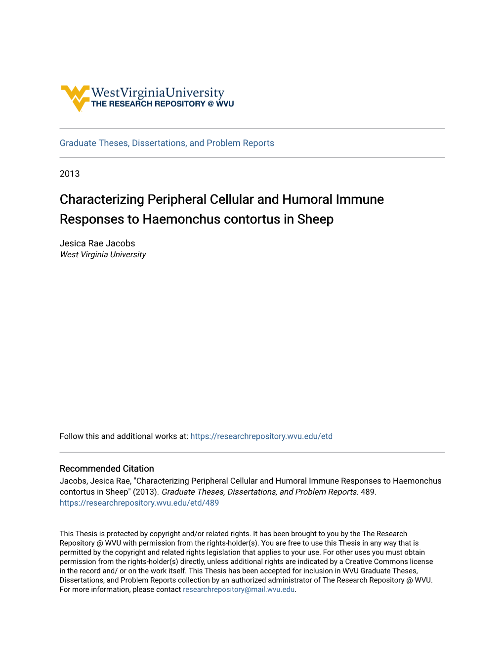 Characterizing Peripheral Cellular and Humoral Immune Responses to Haemonchus Contortus in Sheep