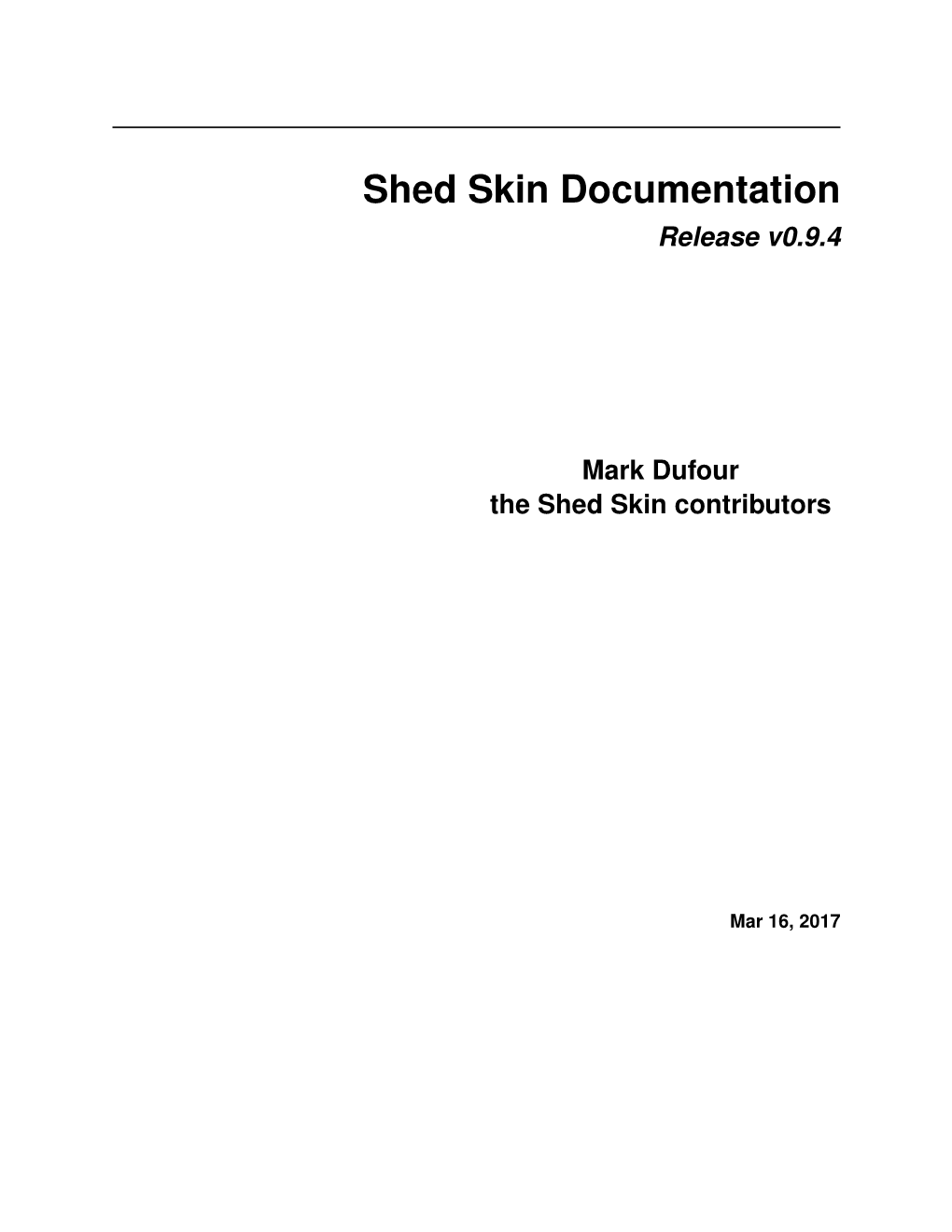 Shed Skin Documentation Release V0.9.4