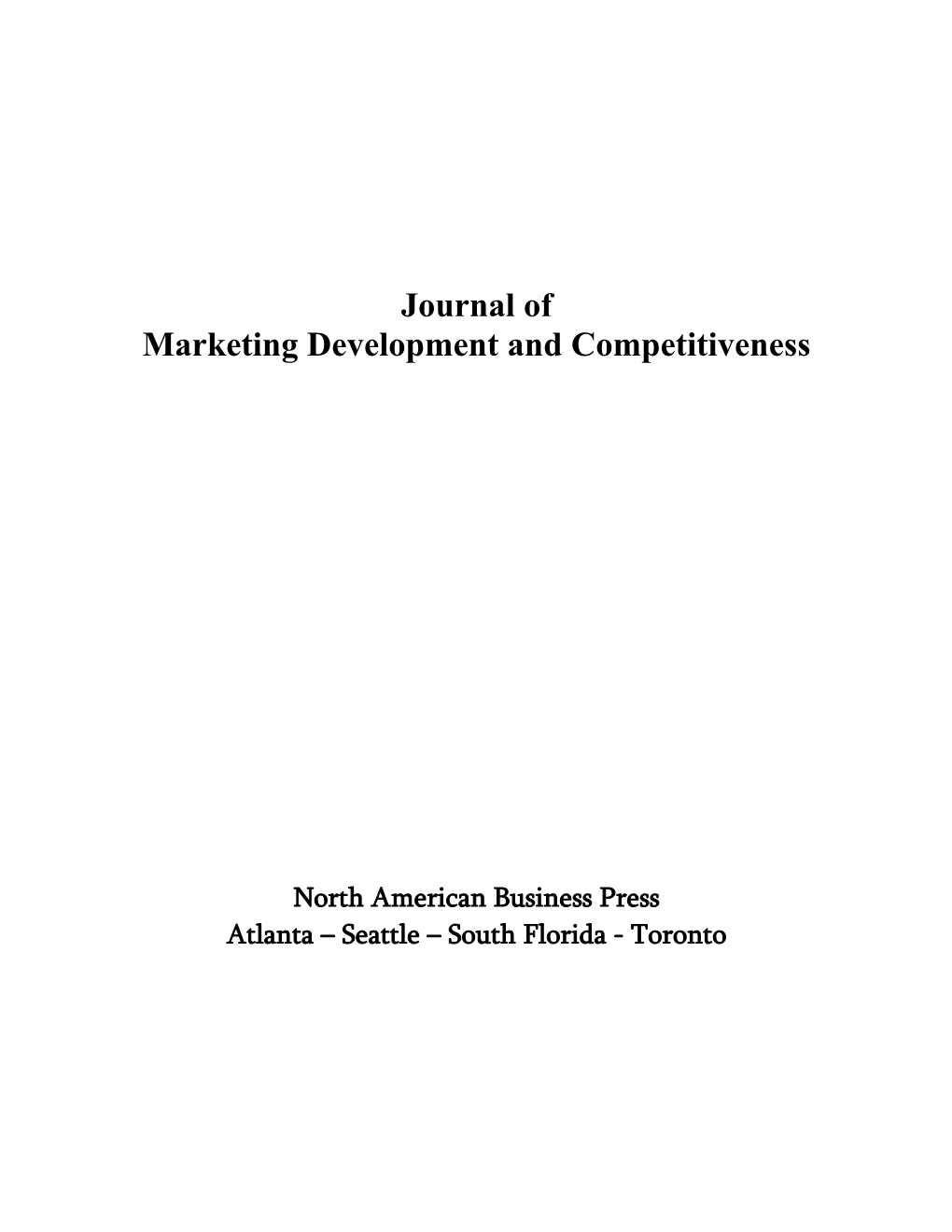 Journal of Marketing Development and Competitiveness
