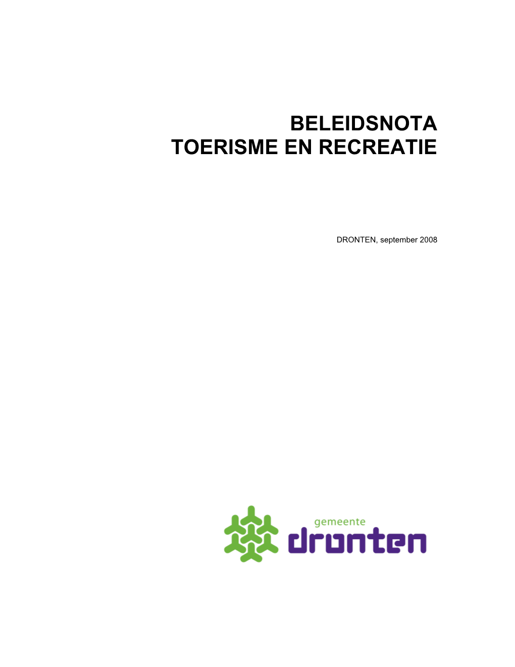 Beleidsnota Toerisme En Recreatie