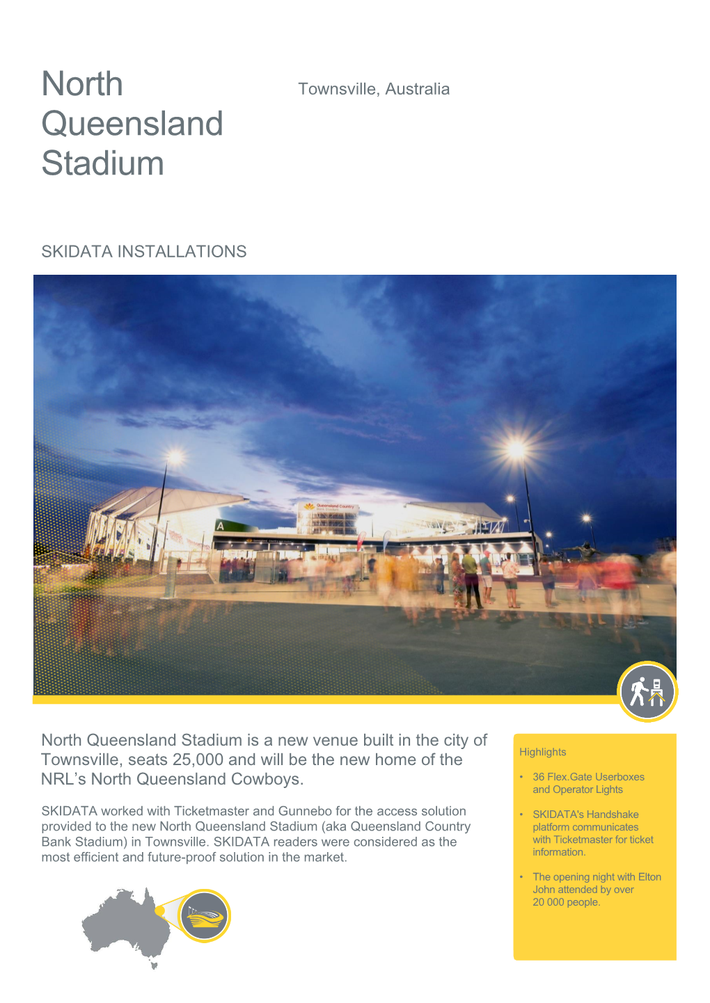 North Queensland Stadium Is a New Venue Built in the City of Highlights Townsville, Seats 25,000 and Will Be the New Home of the NRL’S North Queensland Cowboys