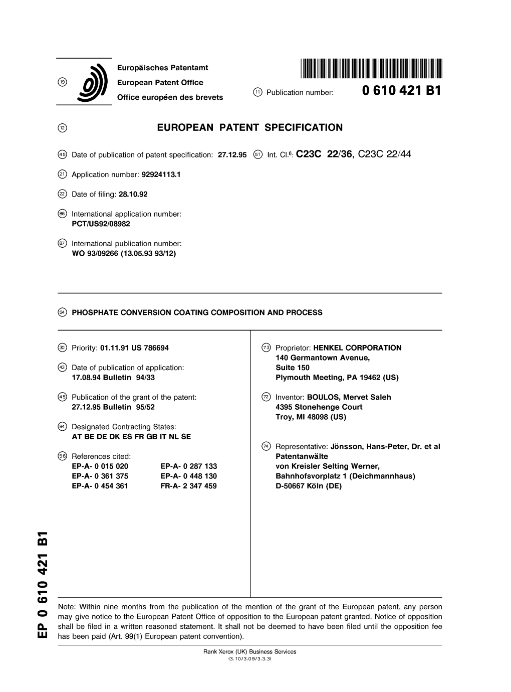 Phosphate Conversion Coating Composition and Process