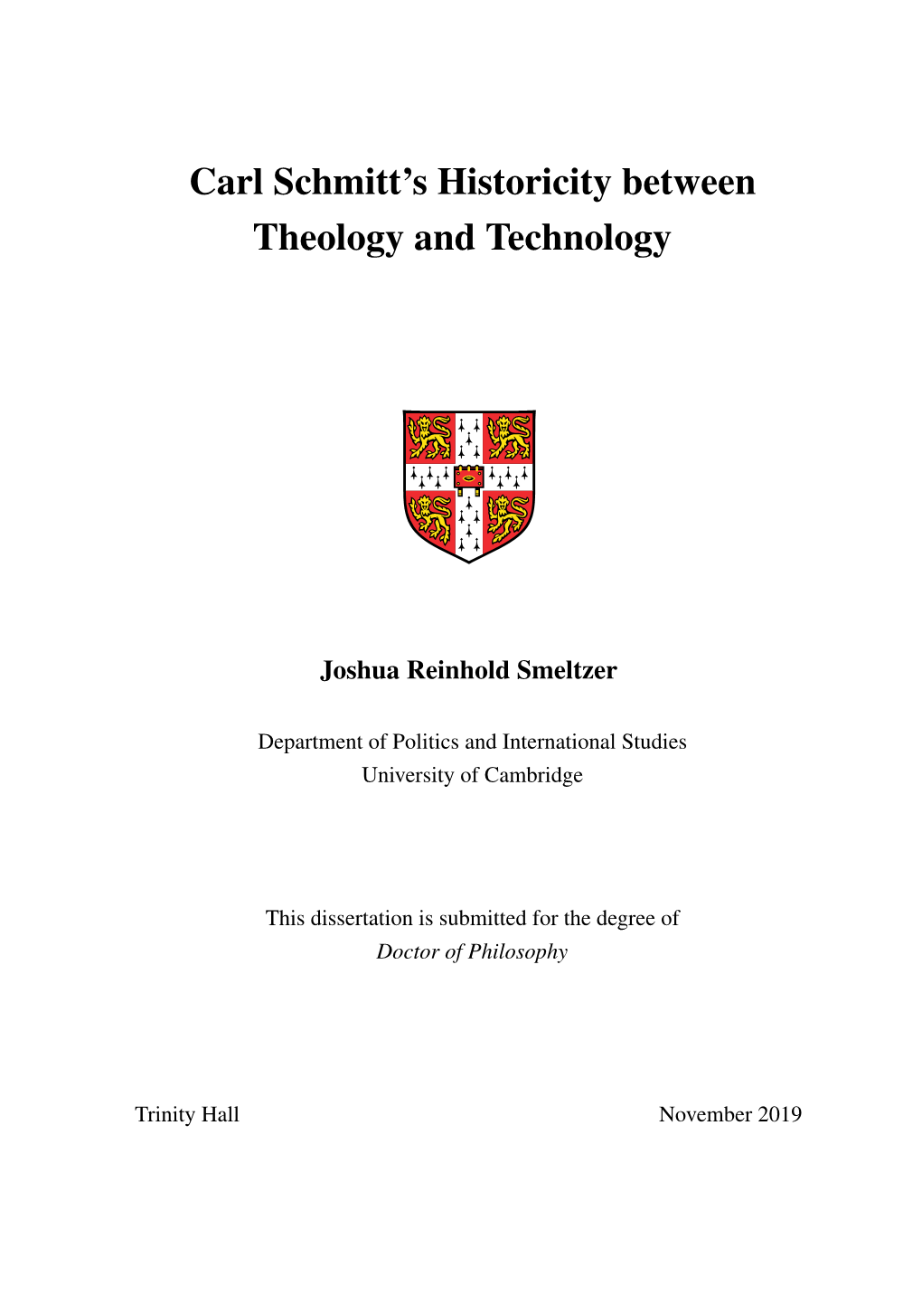 Carl Schmitt's Historicity Between Theology and Technology