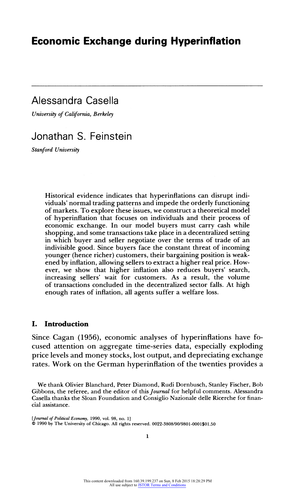 Economic Exchange During Hyperinflation