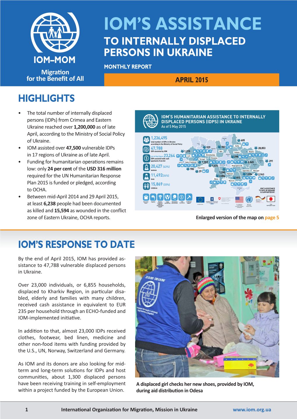 IOM Ukraine IDP Assistance Report April 2015