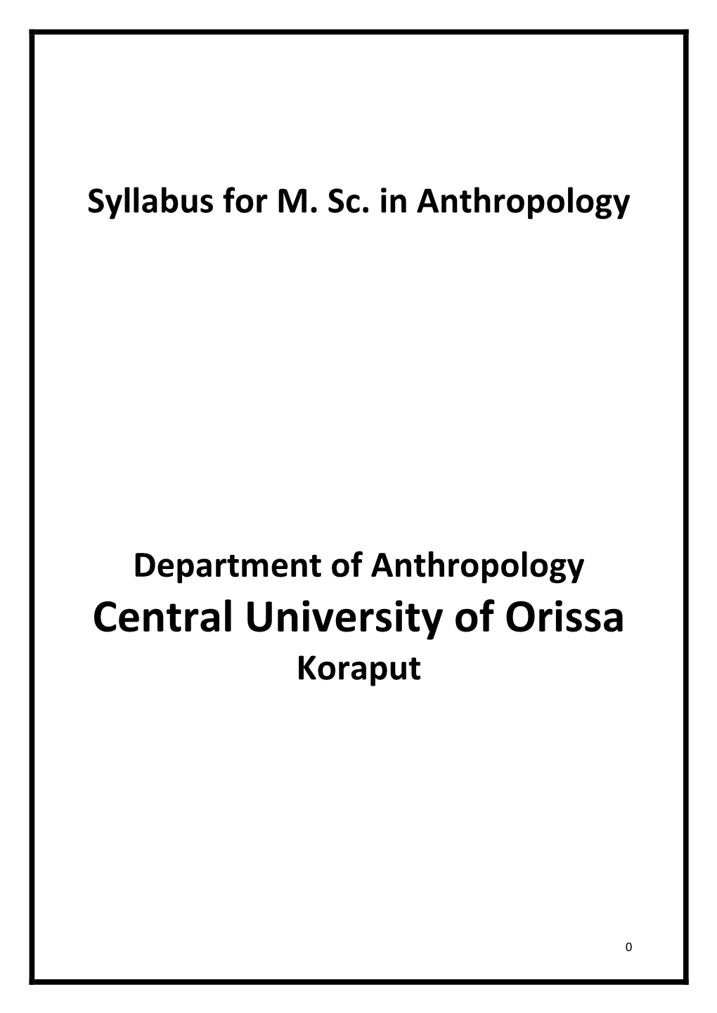 M.Sc. in Anthropology Syllabus