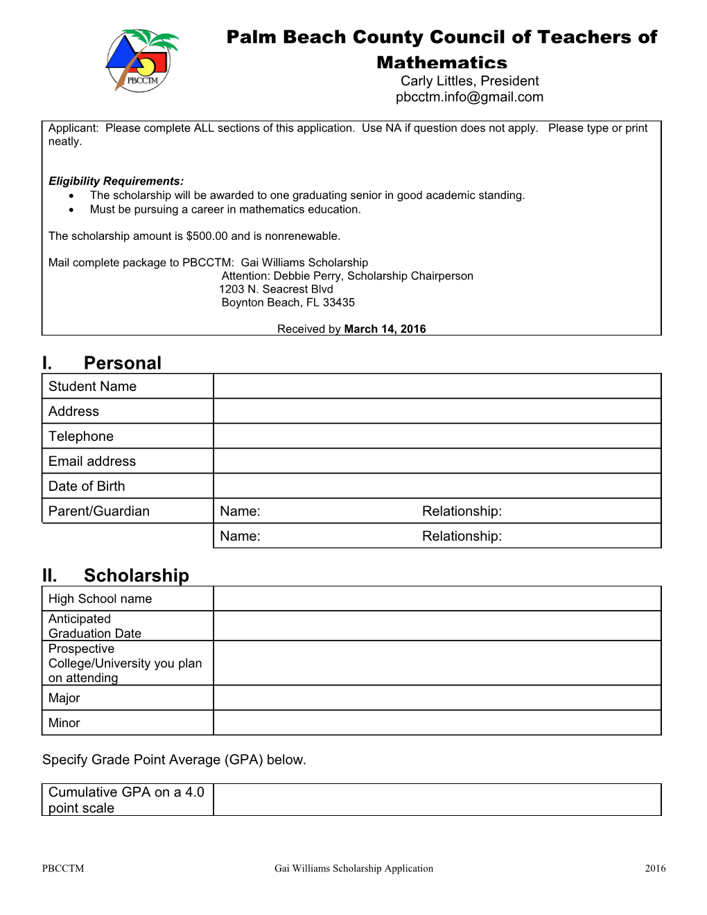 Specify Grade Point Average (GPA) Below