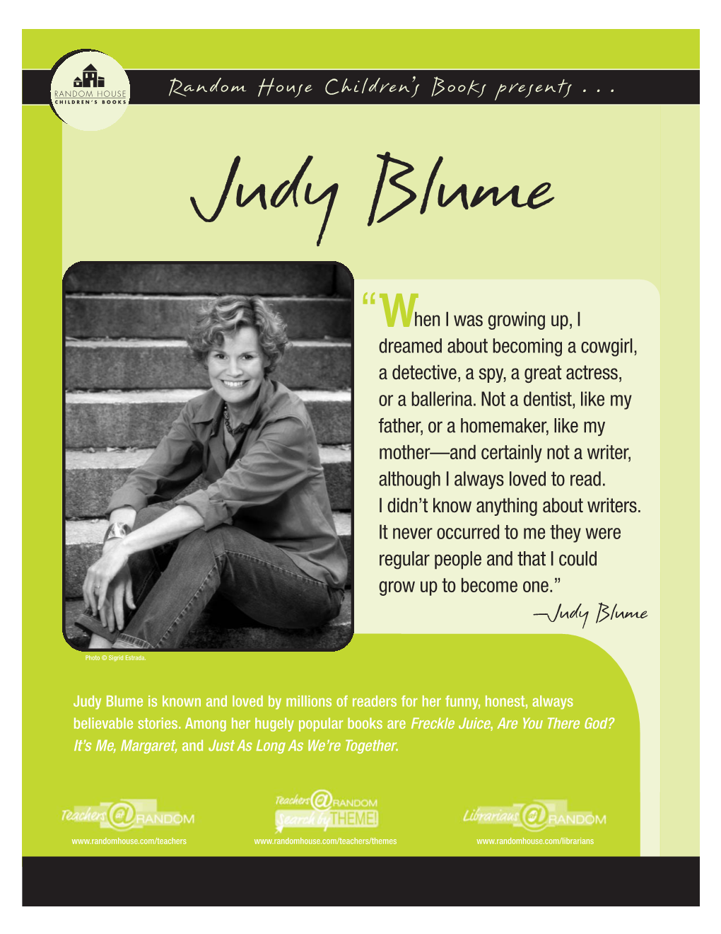 Judy Blume's Printable Author