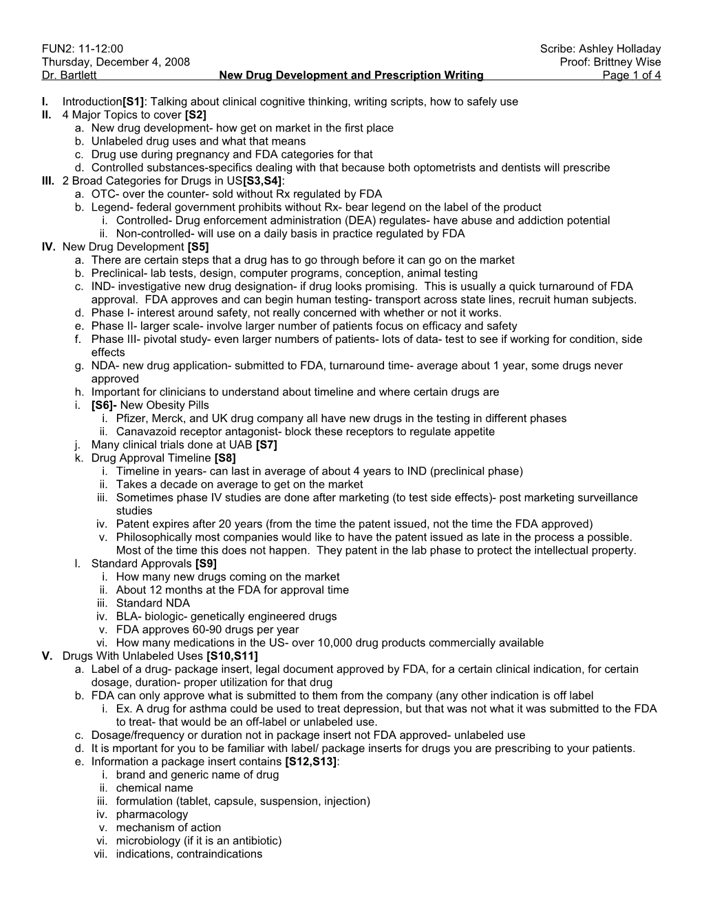 Dr. Bartlett New Drug Development and Prescription Writing Page 1 of 4