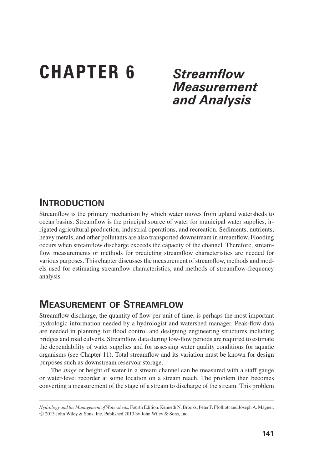 Streamflow Measurement and Analysis