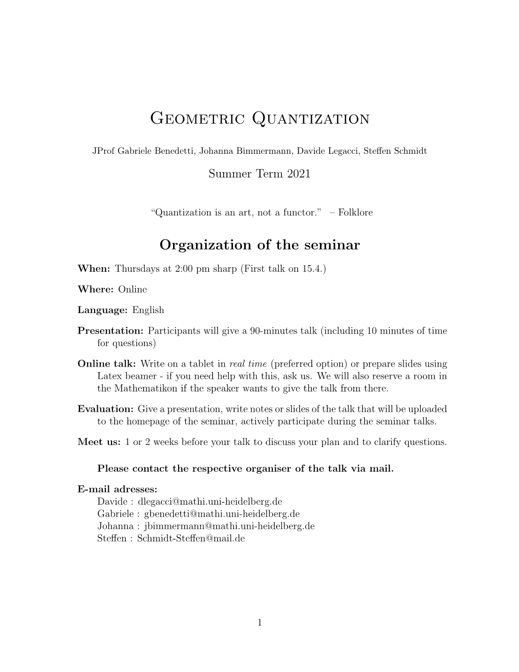 Geometric Quantization