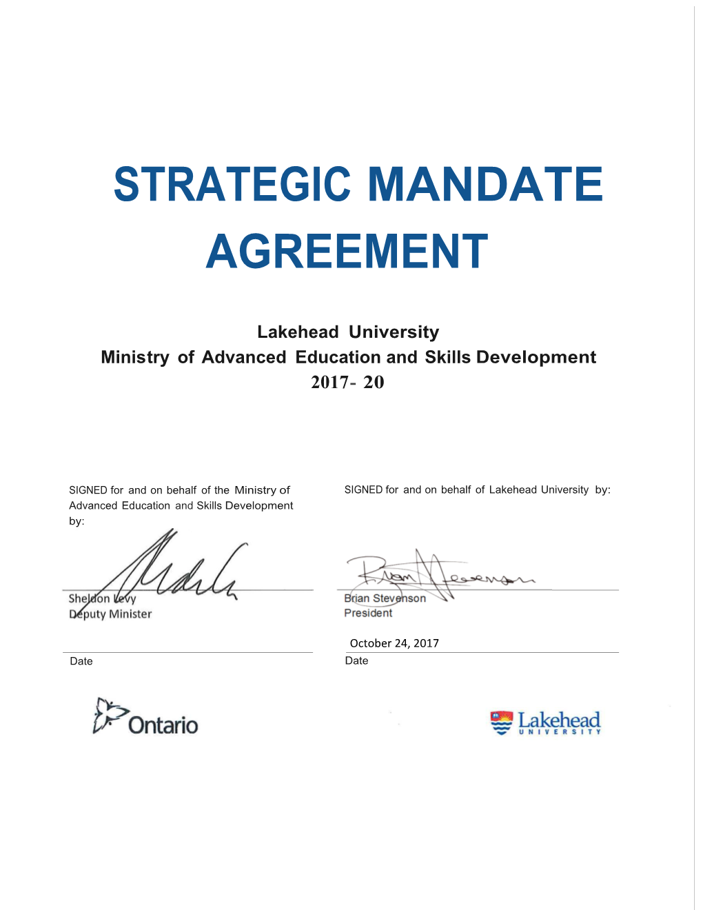 Strategic Mandate Agreement