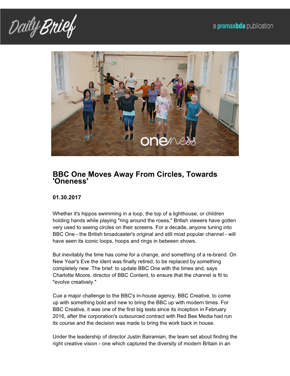 BBC One Moves Away from Circles, Towards 'Oneness'