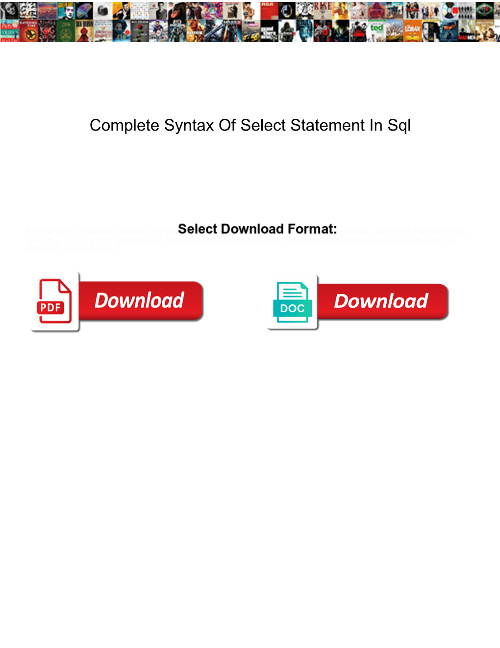 Complete Syntax of Select Statement in Sql