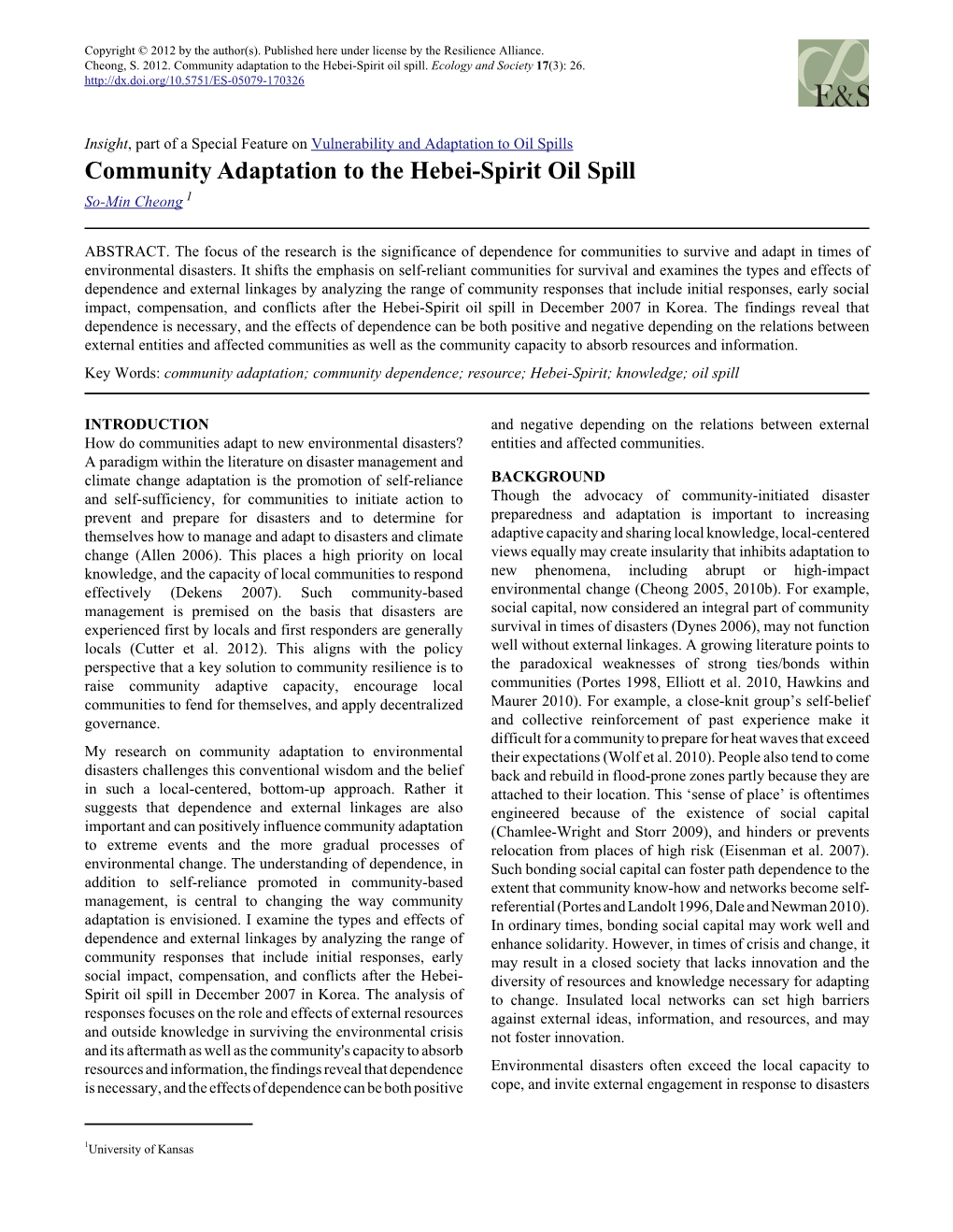 Community Adaptation to the Hebei-Spirit Oil Spill