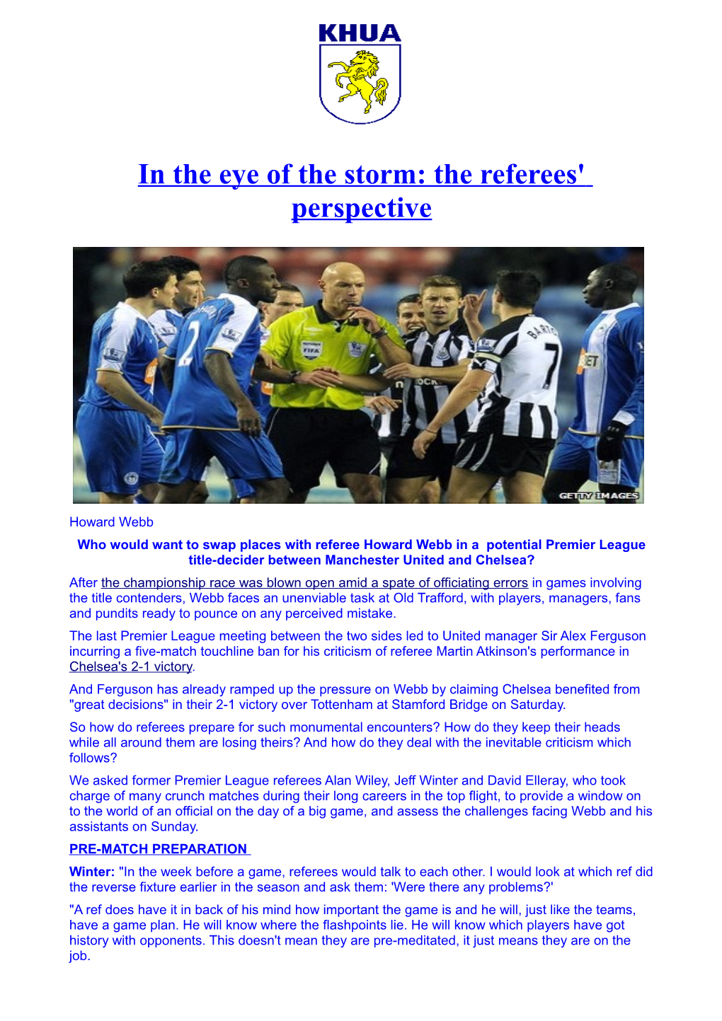 In the Eye of the Storm: the Referees' Perspective