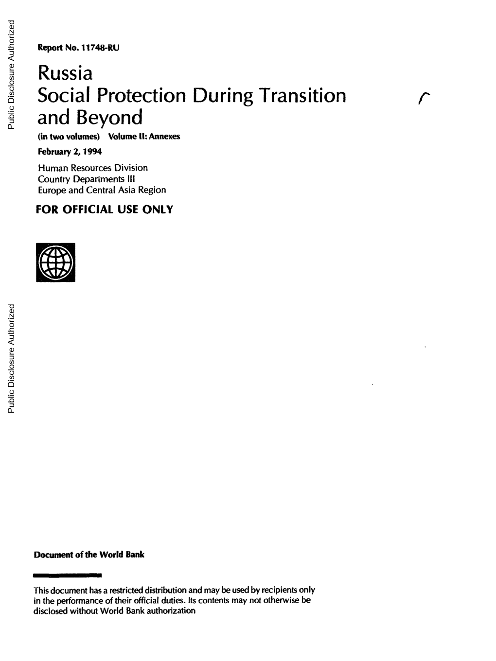 Russia Social Protection During Transition