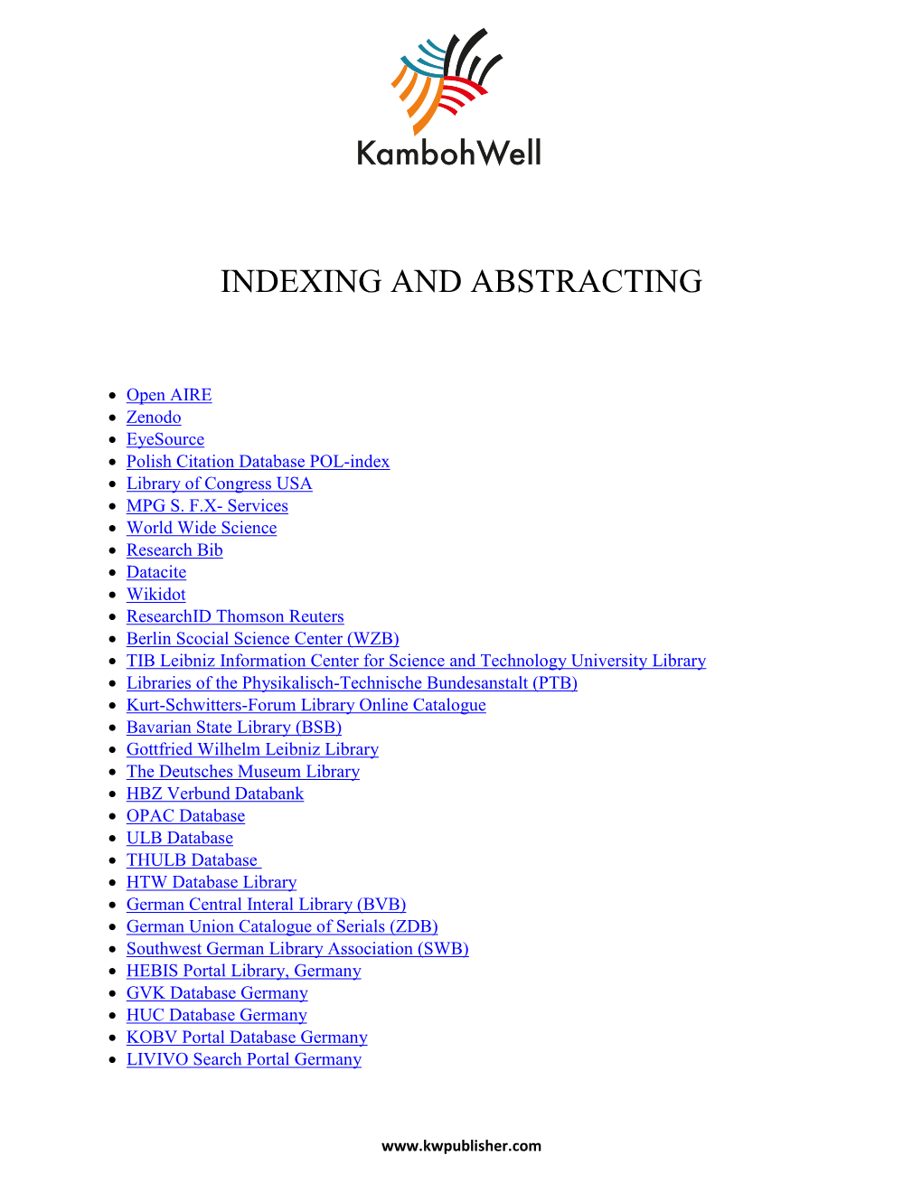 Indexing and Abstracting