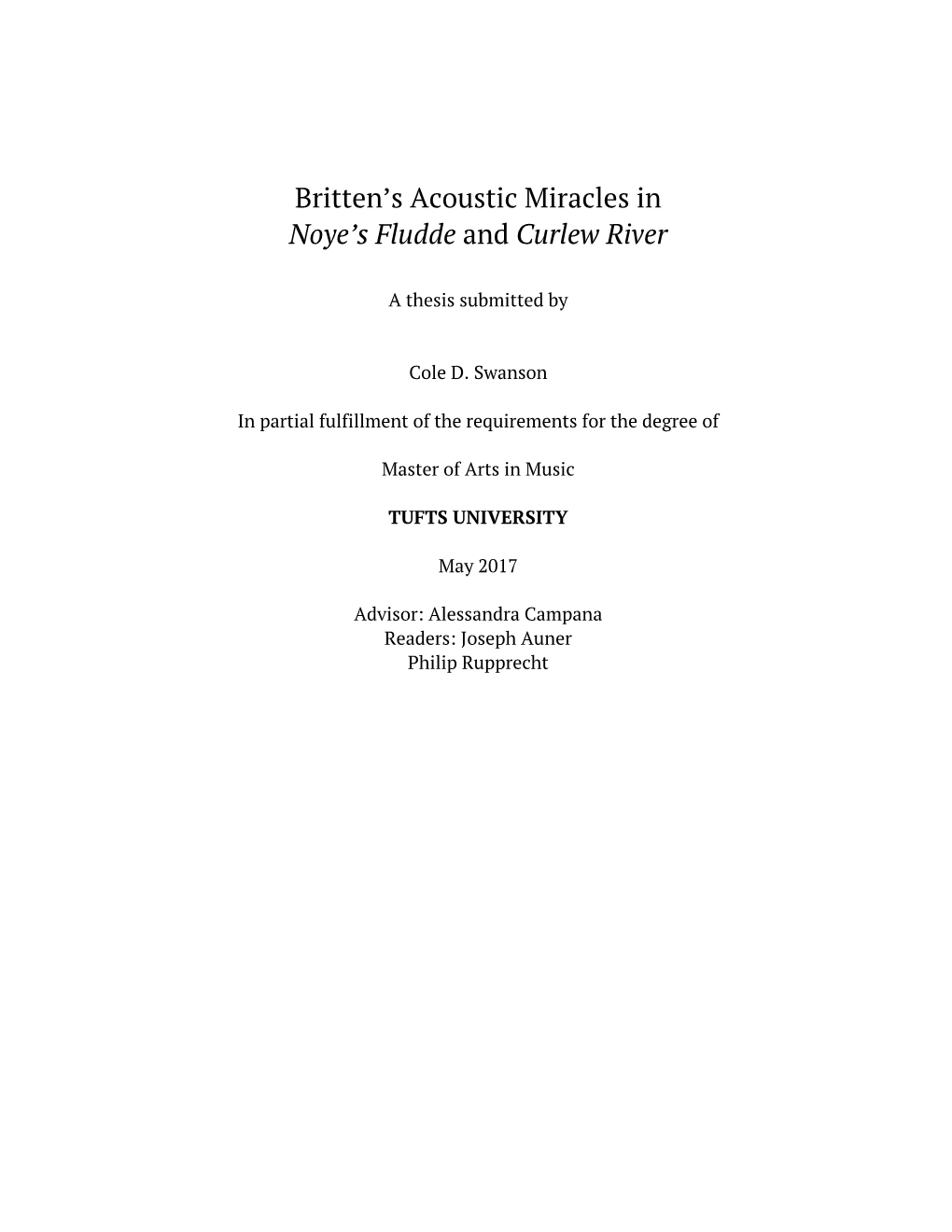 Britten's Acoustic Miracles in Noye's Fludde and Curlew River