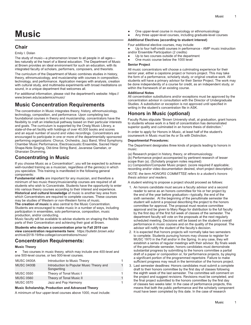 Music Concentration Requirements Writing in the Student’S Concentration File in ASK