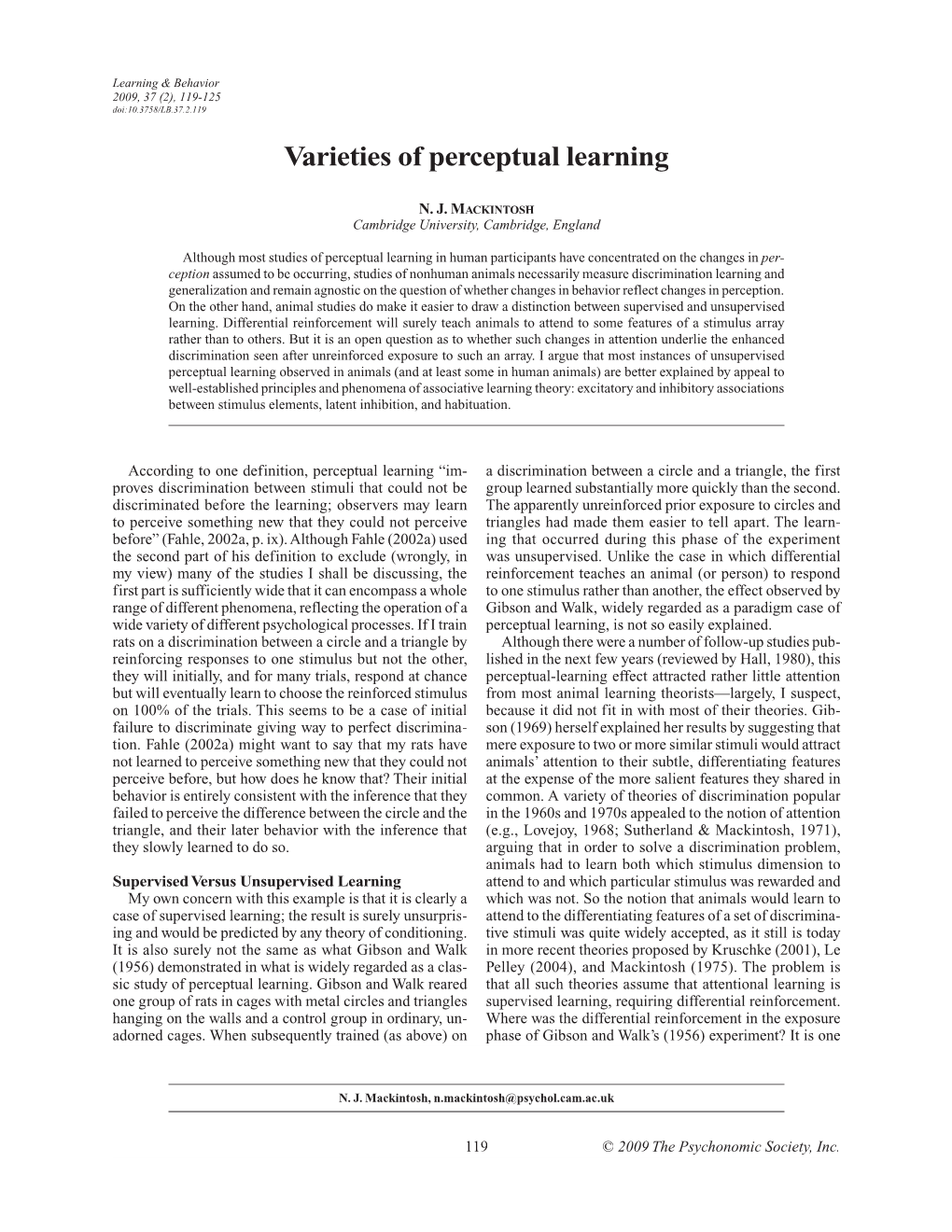 Varieties of Perceptual Learning