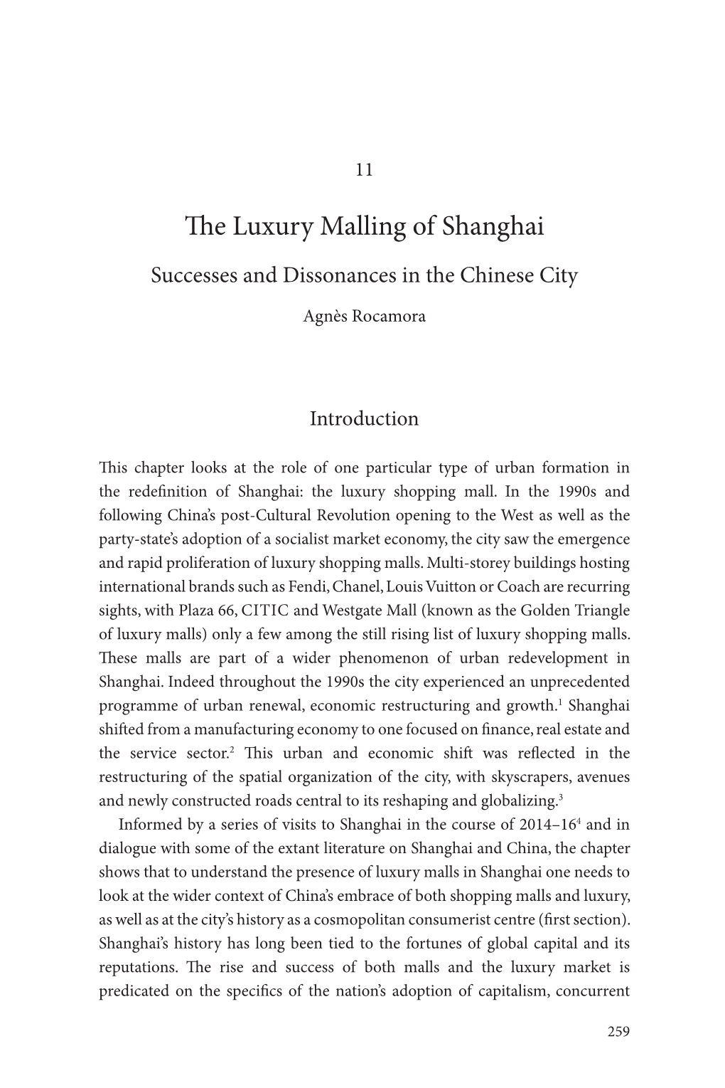 The Luxury Malling of Shanghai: Successes and Dissonances in the Chinese City