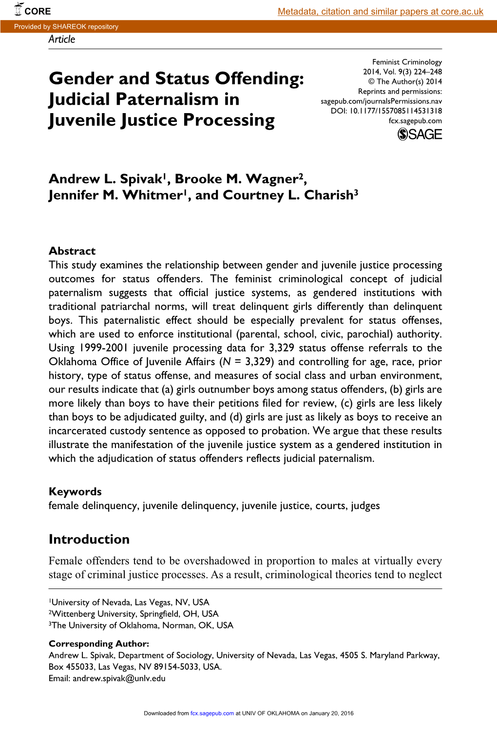 Judicial Paternalism in Juvenile Justice Processing