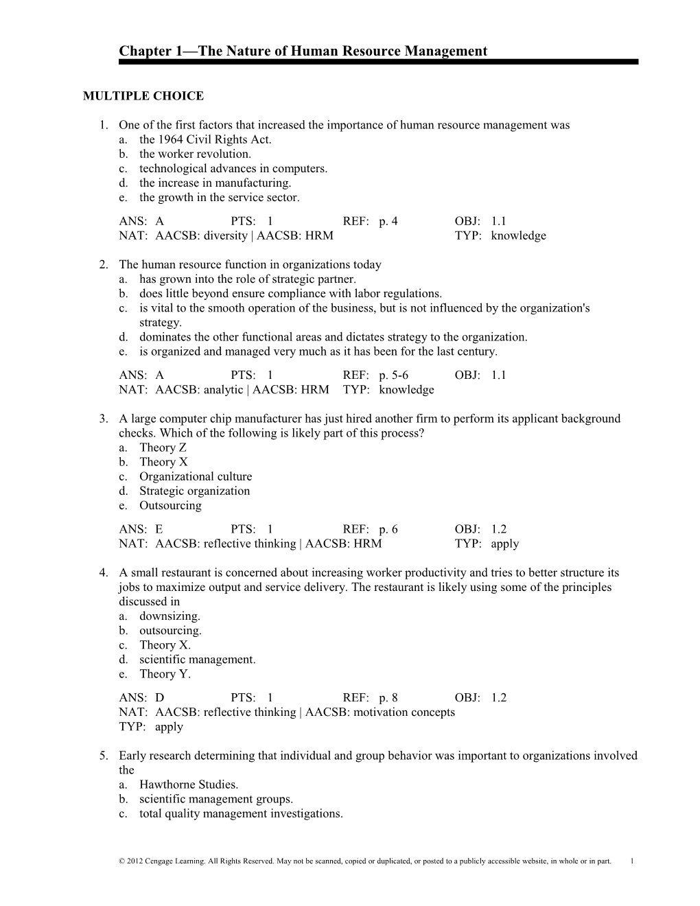 Chapter 1—The Nature Of Human Resource Management