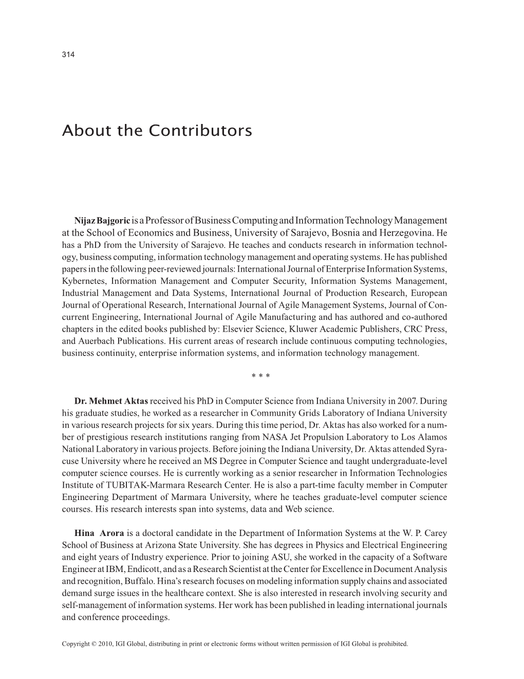 About the Contributors