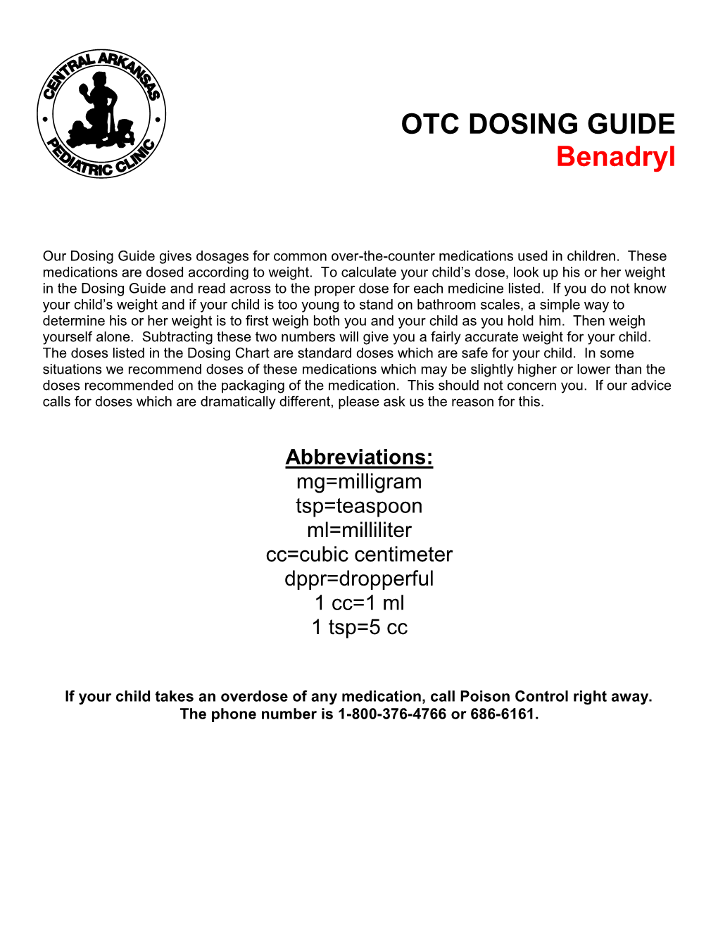 OTC DOSING GUIDE Benadryl