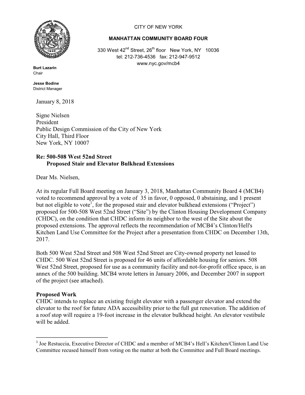 Letter to PDC Re 500-508 W. 52Nd Street