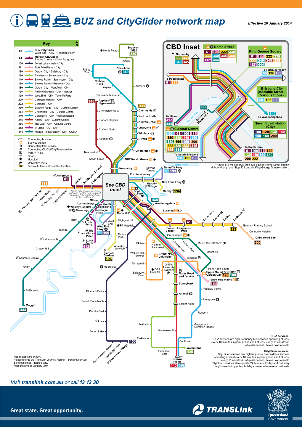 BUZ and Cityglider Network Map Effective 28 January 2014