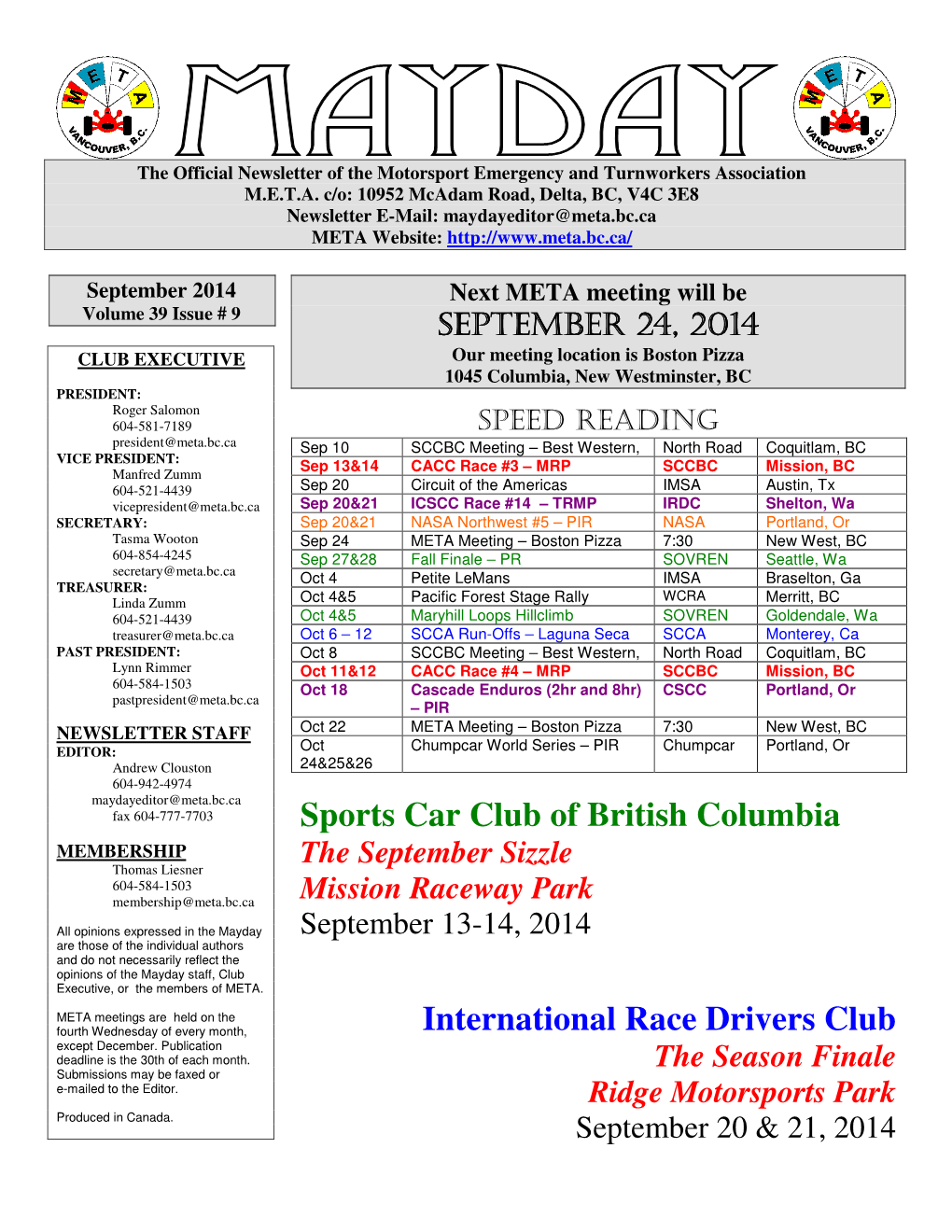 Sports Car Club of British Columbia International Race Drivers Club