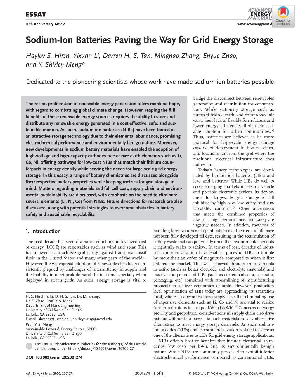 Sodium‐Ion Batteries Paving the Way for Grid Energy Storage