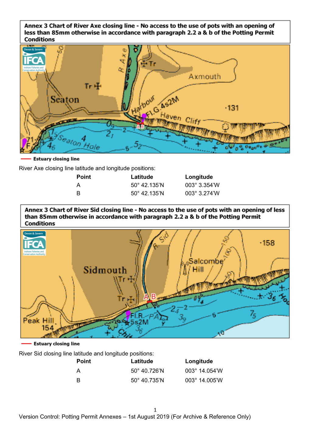 Potting Permit Annexes – 1St August 2019 (For Archive & Reference Only)