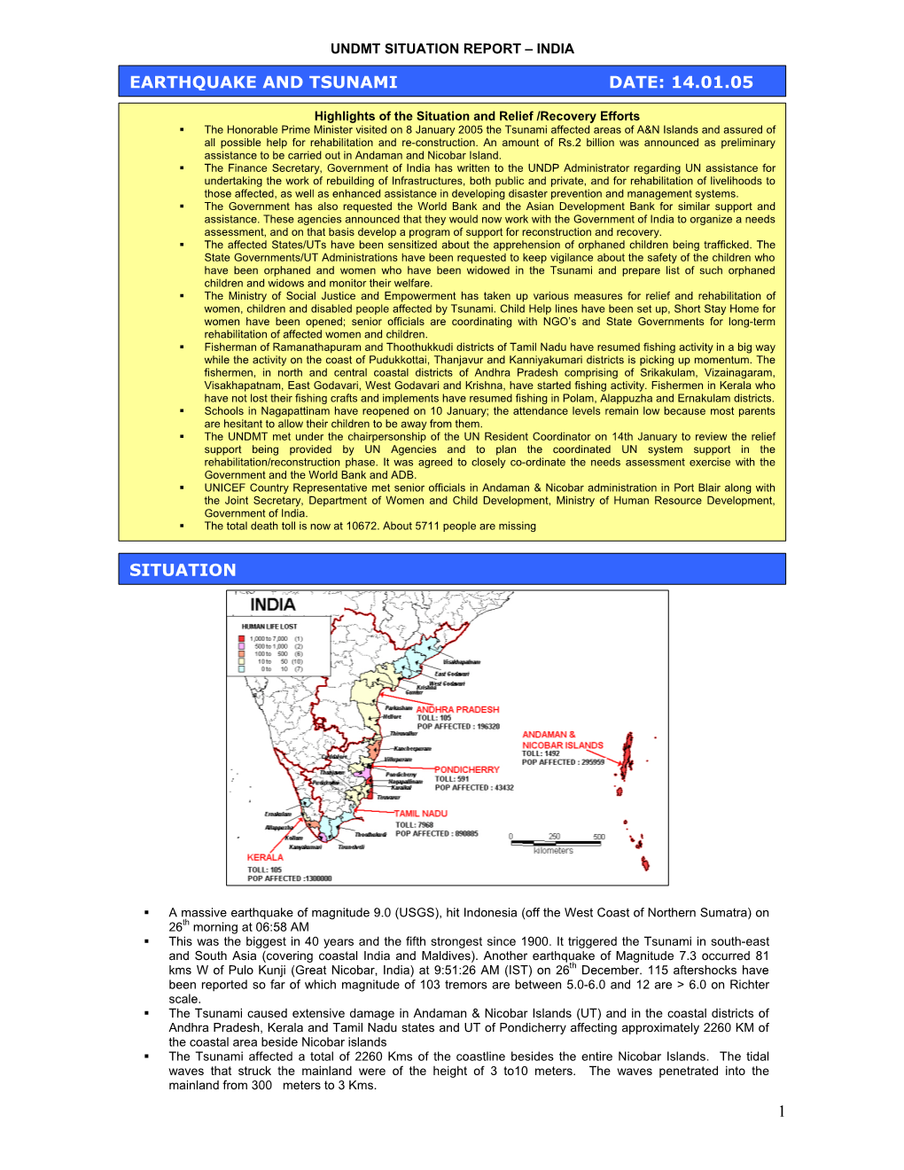 1 Situation Earthquake and Tsunami Date