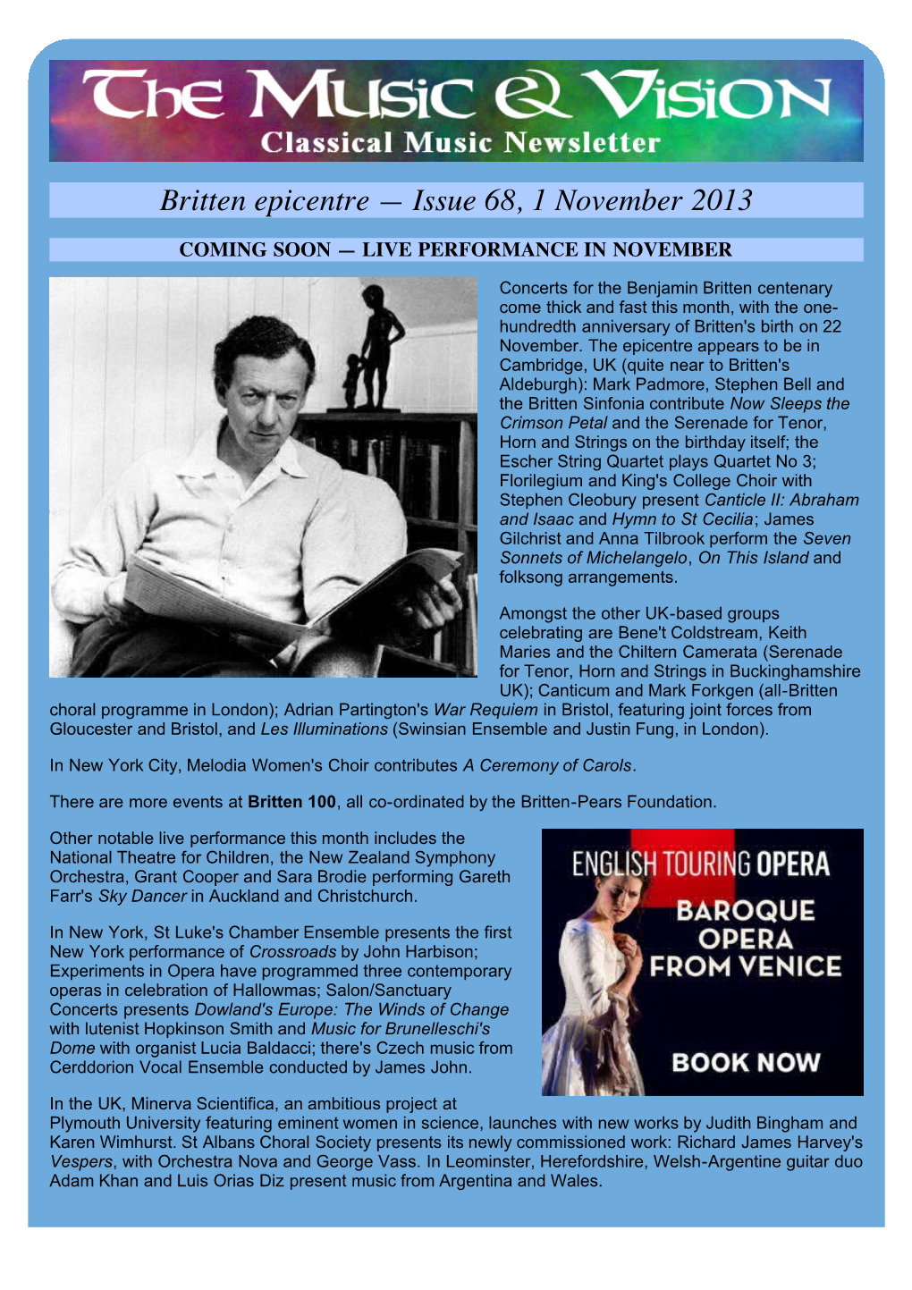 Britten Epicentre — Issue 68, 1 November 2013