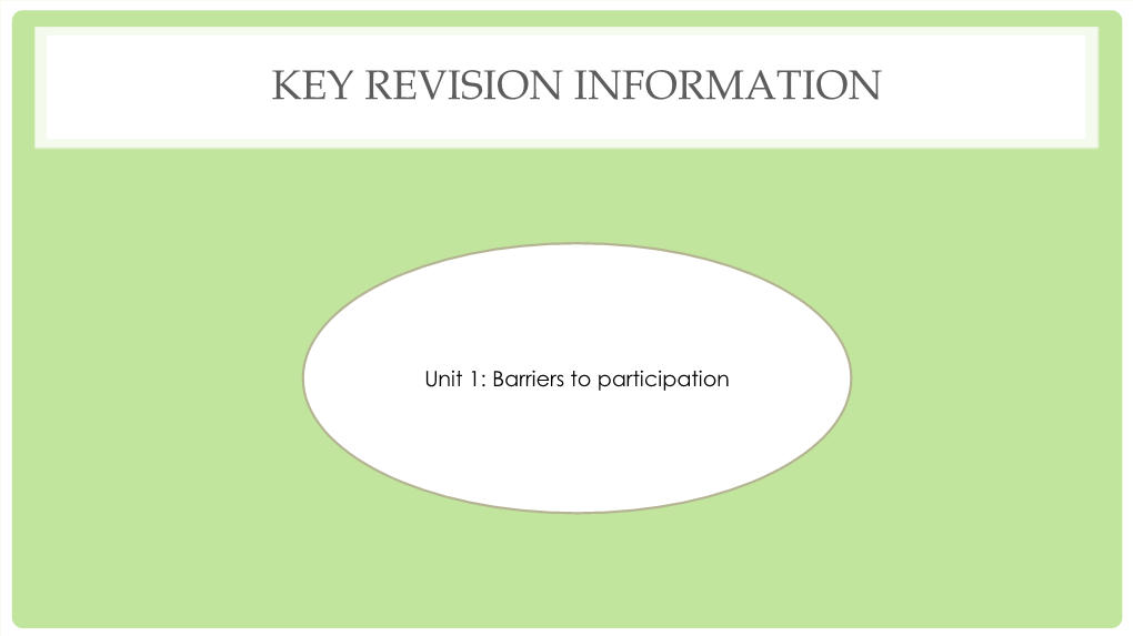 Barriers to Participation BARRIERS to PARTICIPATION