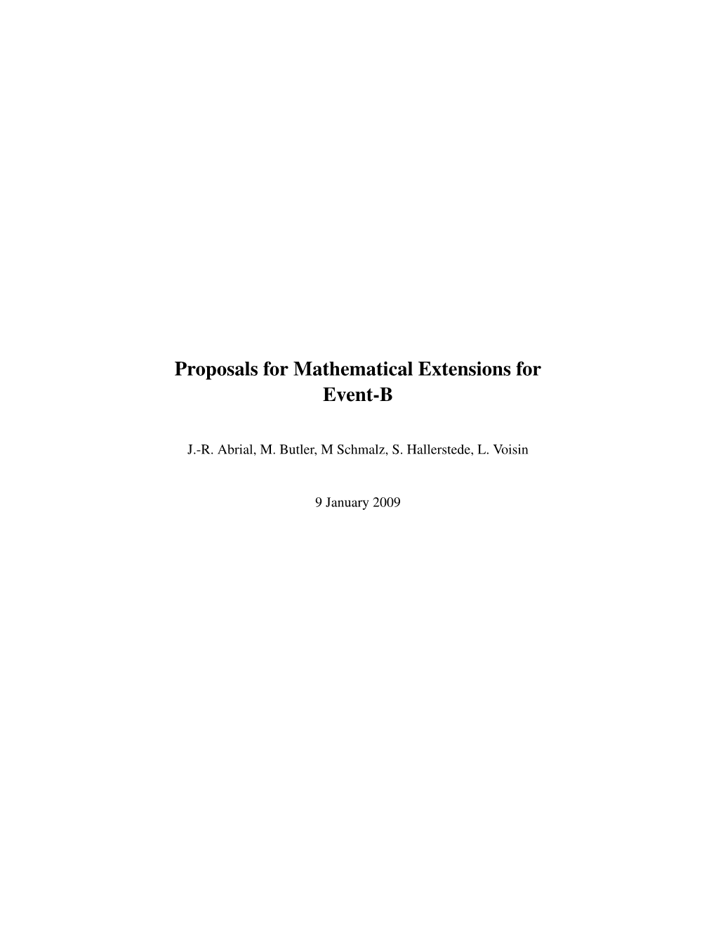 Proposals for Mathematical Extensions for Event-B