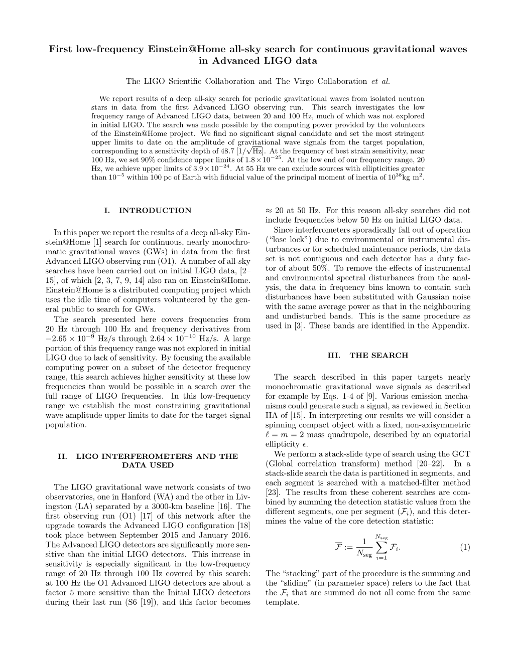 First Low-Frequency Einstein@Home All-Sky Search for Continuous Gravitational Waves in Advanced LIGO Data