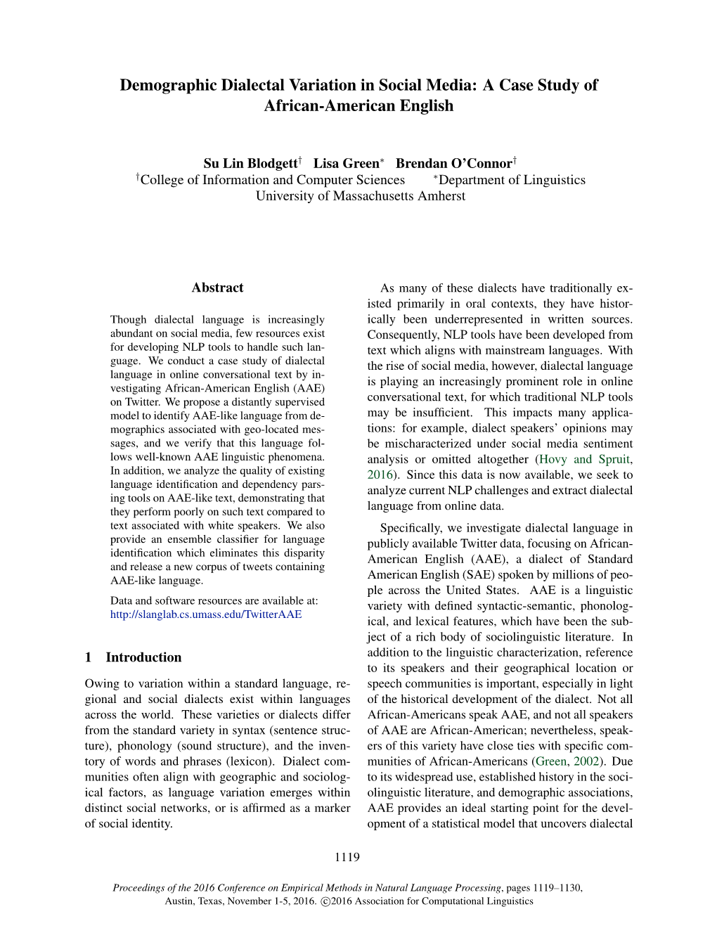 Demographic Dialectal Variation in Social Media: a Case Study of African-American English