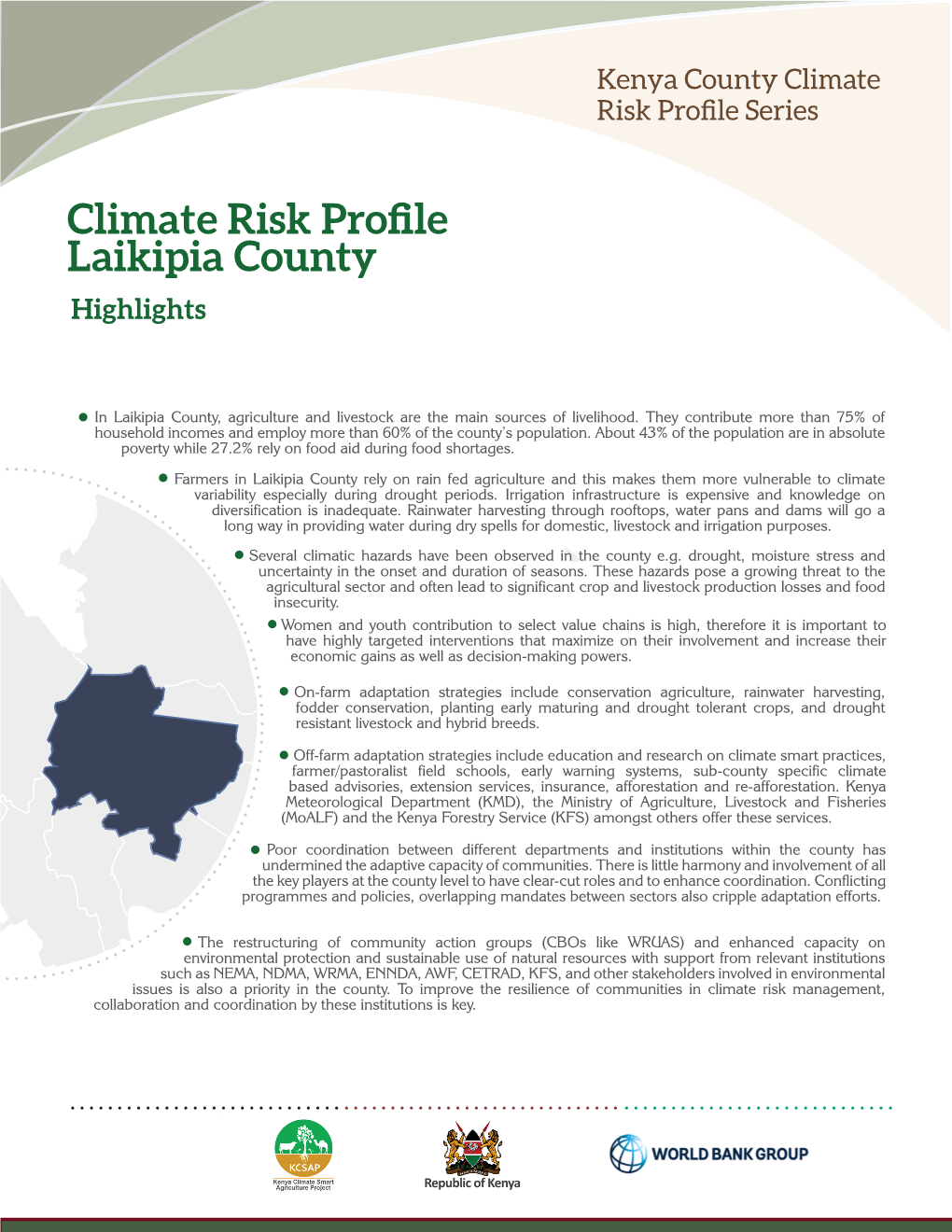 Climate Risk Profile Laikipia County Highlights